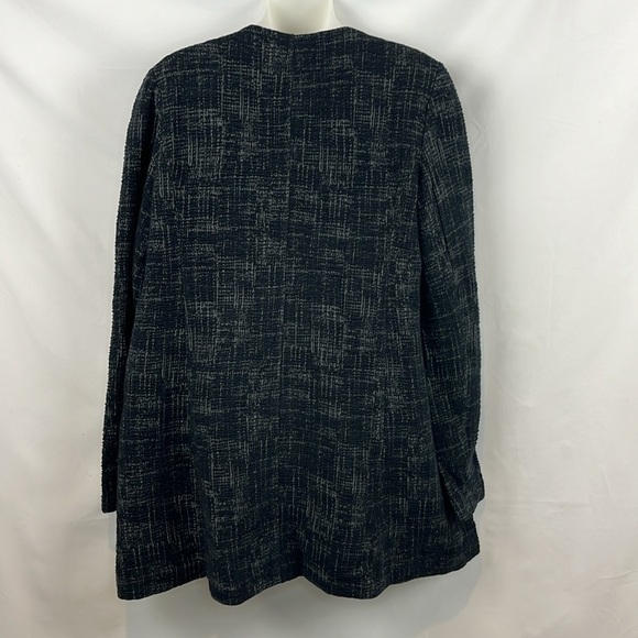 Eileen Fisher Crosshatch Open Front Black Gray Blazer Coat-Organic Cotton Size M - Picture 9 of 10